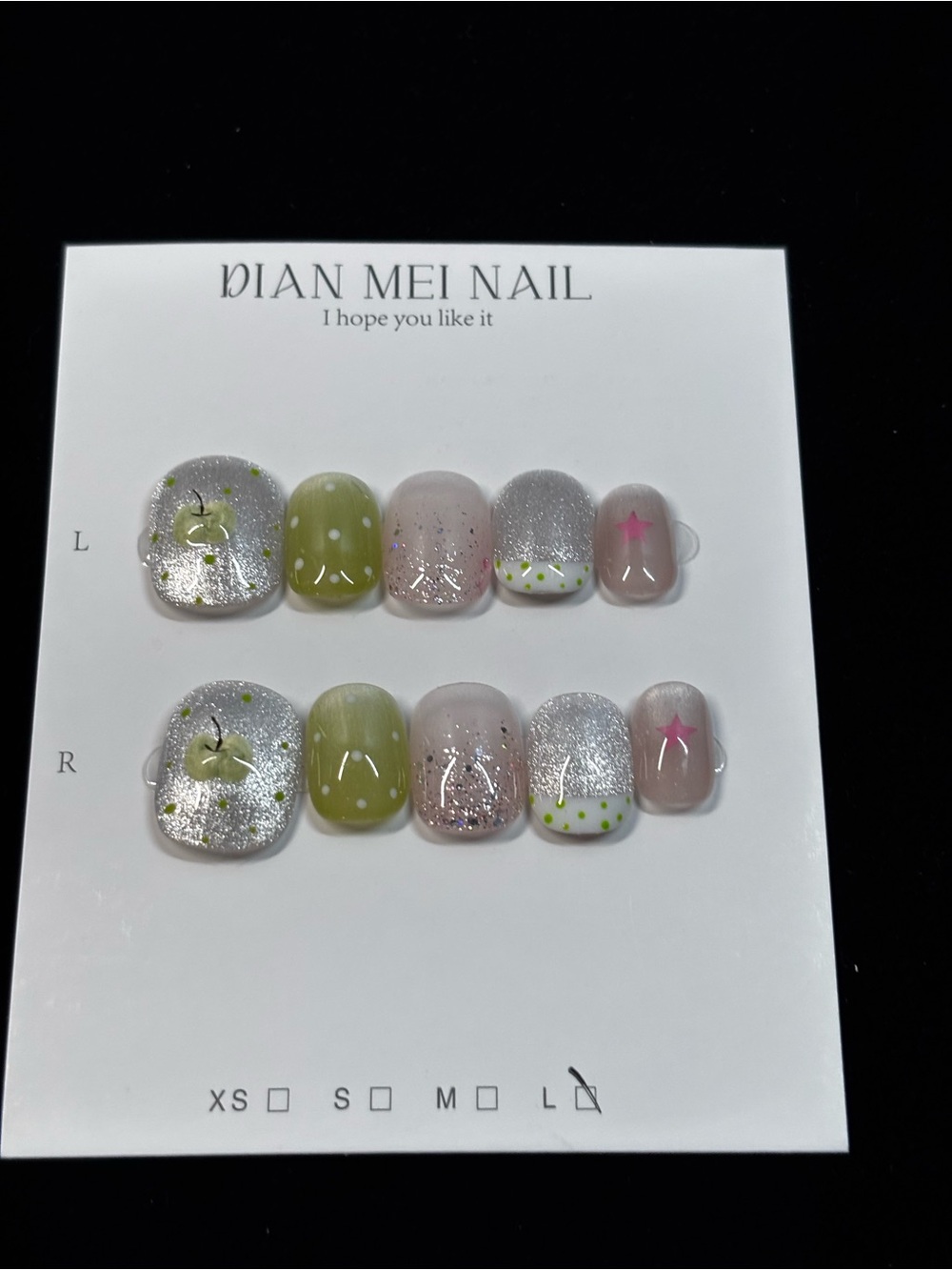 Green & Silver Press-On Nail Set by